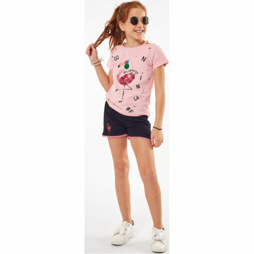 Σετ κοντομάνικη μπλούζα με σορτς "Flamingos"