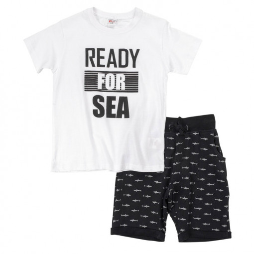 Σετ κοντομάνικη μπλούζα με βερμούδα "Ready to sea"