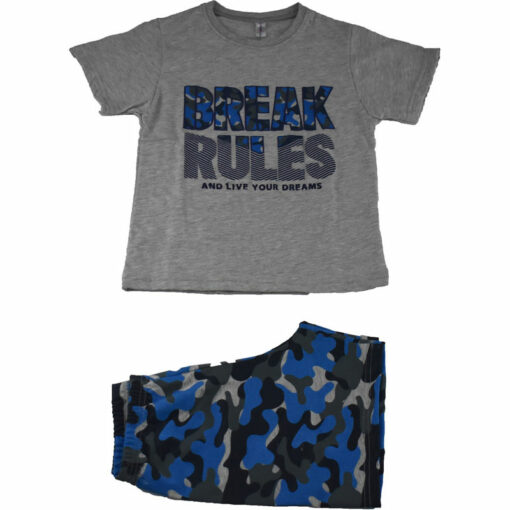Πιτζάμα με κοντομάνικη μπλούζα και σορτσάκι "Break rules"