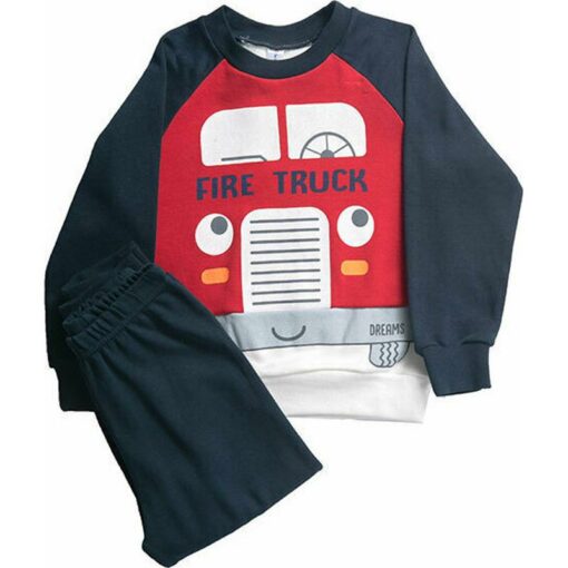 Πιτζάμες με μακρυμάνικη μπλούζα και παντελόνι "Fire Truck"