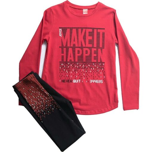 Σετ μακρυμάνικη μπλούζα με κολάν "Make it Happen"