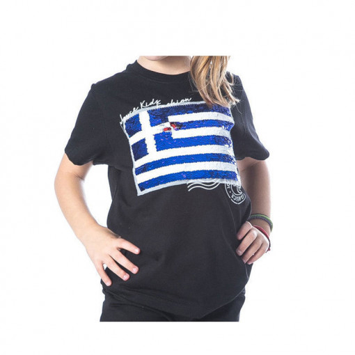 Κοντομάνικη μπλούζα με παγιέτες "Greek flag"