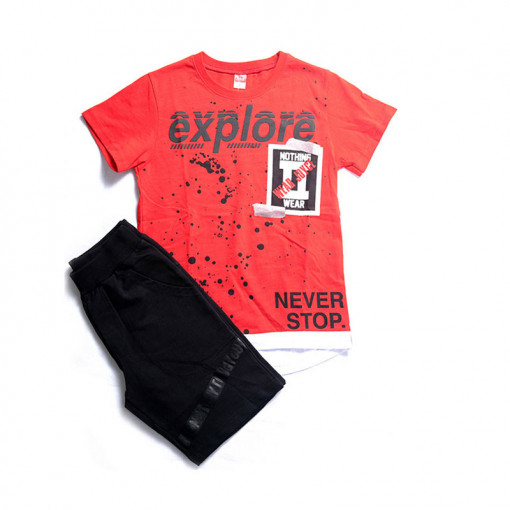 Σετ κοντομάνικη μπλούζα με βερμούδα "Explore"