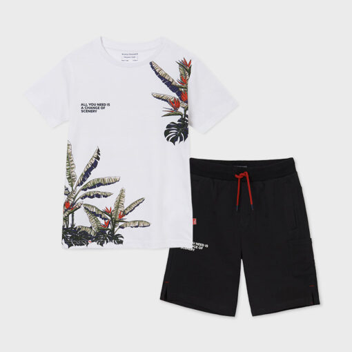 Σετ κοντομάνικη μπλούζα με βερμούδα "Tropical Trees"
