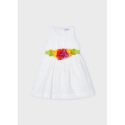 Φόρεμα αμάνικο με λουλουδένια ζώνη