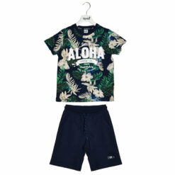 Σετ κοντομάνικη μπλούζα με φόρμα βερμούδα “Aloha”