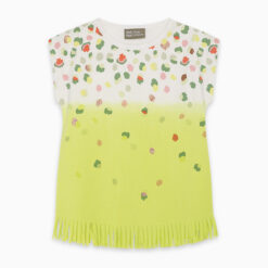 Κοντομάνικη μπλούζα με κρόσσια "Green Dots"