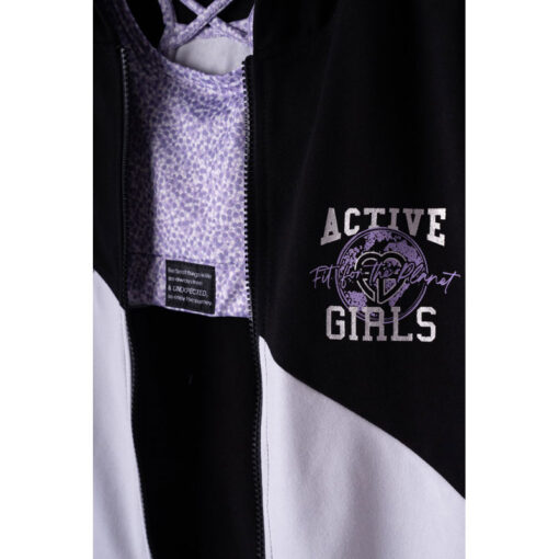 Σετ αθλητικό μακρυμάνικη ζακέτα με τοπ και κολάν "Active Girls"
