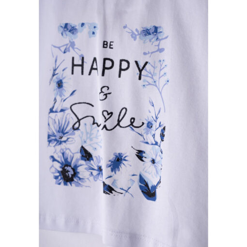 Σετ κοντομάνικη μπλούζα με κολάν και κορδέλα "Be Happy"