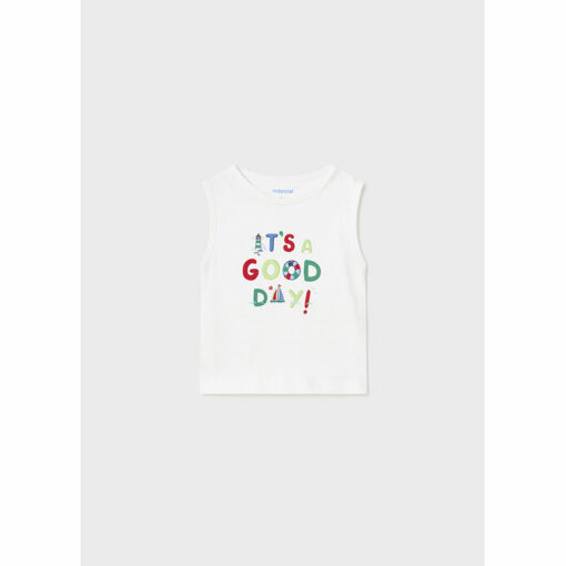 Σετ κοντομάνικη μπλούζα με αμάνικη μπλούζα και βερμούδα φόρμα "It’s a Good Day"