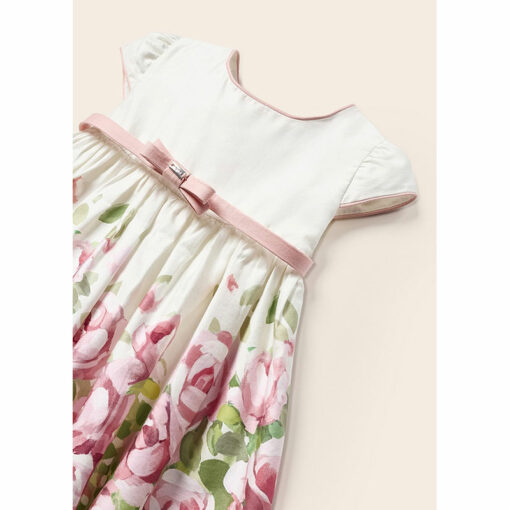 Φόρεμα κοντομάνικο με φιόγκο στη μέση "Flowers"