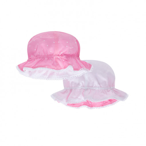 Καπέλο διπλής όψης ροζ πουά