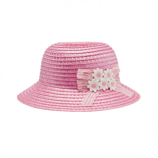 Καπέλο ροζ ψάθινο "Λουλουδάκια"