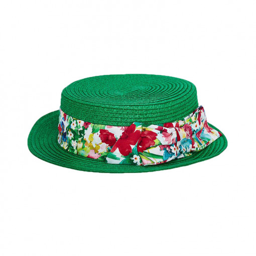 Καπέλο ψάθινο πράσινο "Φιόγκος Floral"