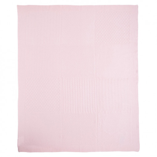 Κουβέρτα ροζ αγκαλιάς πλεκτή διάτρητη ανοιχτή