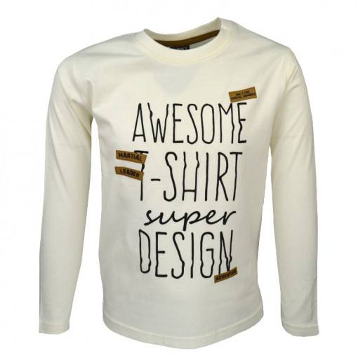 Μπλούζα εκρού μακρυμάνικη "Awesome T-Shirt"