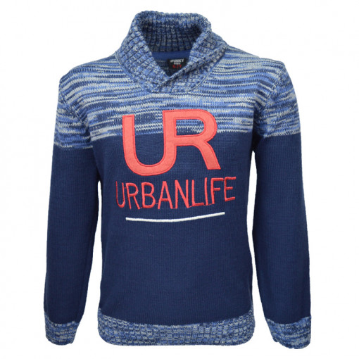 Μπλούζα μπλε σκούρα μακρυμάνικη πλεκτή "Urbanlife"