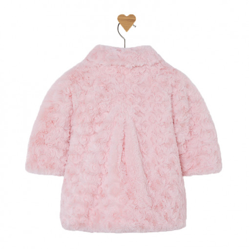 Παλτό ροζ γούνινο με κουμπιά πίσω μέρος