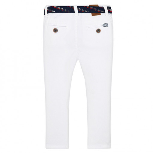 Παντελόνι πικέ λευκό λοξότσεπο με ζώνη πίσω μέρος