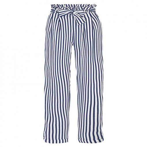 Παντελόνι ριγέ μπλε με ζώνη και φιόγκο πίσω μέρος