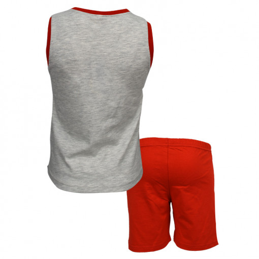 Πιτζάμα με αμάνικη μπλούζα γκρι και σοτσάκι κόκκινο "Roar Team" πίσω μέρος