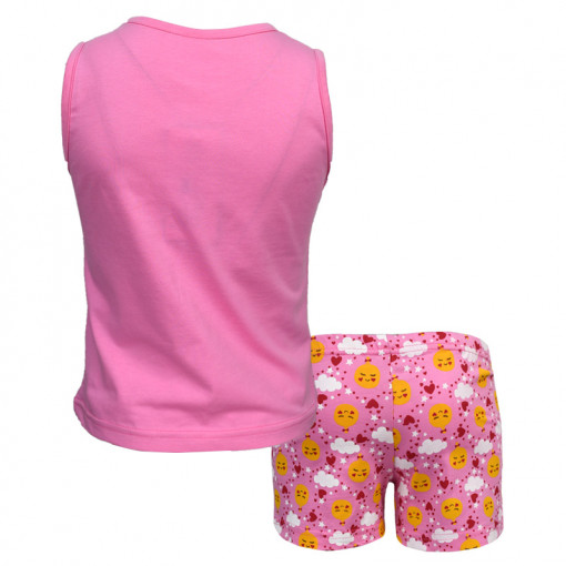 Πιτζάμα με αμάνικη μπλούζα φούξια και σορτσάκι ροζ "Ανανάς" πίσω μέρος