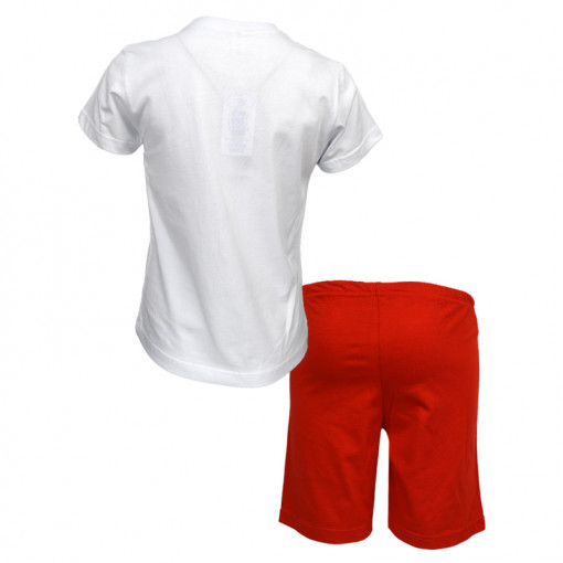 Πιτζάμα με κοντομάνικη μπλούζα λευκή και σορτσάκι κόκκινη "Truck" πίσω μέρος