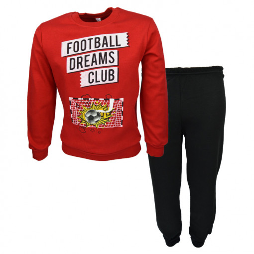 Πιτζάμα με κόκκινη μακρυμάνικη μπλούζα και μαύρο παντελόνι "Football Dreams Club"