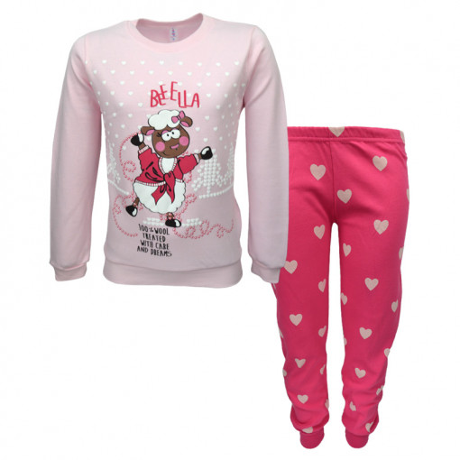 Πιτζάμα με ροζ μακρυμάνικη μπλούζα και φούξια παντελόνι "Beeella"