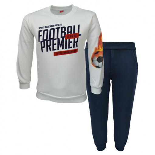 Σετ εκρού μακρυμάνικη μπλούζα με φόρμα παντελόνι μπλε "Football Premier"