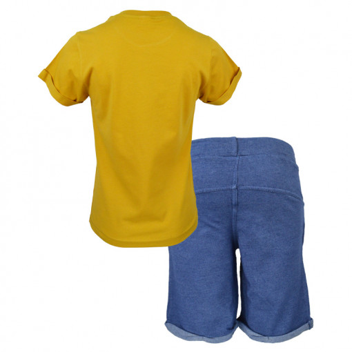 Σετ κίτρινη κοντομάνικη μπλούζα με μπλε σορτσάκι φόρμα "Cubanos" πίσω μέρος