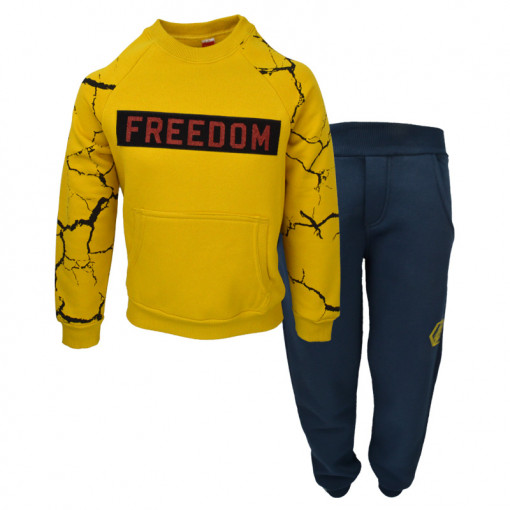 Σετ κίτρινη μακρυμάνικη μπλούζα με μπλε φόρμα παντελόνι "Freedom"