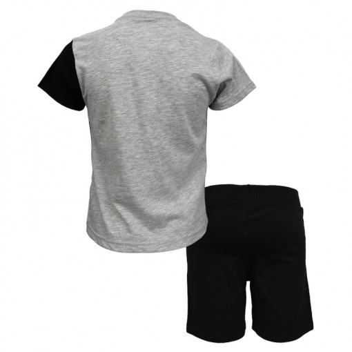 Σετ κοντομάνικη μπλούζα γκρι με φόρμα βερμούδα μαύρη "New YRK CTY" πίσω μέρος