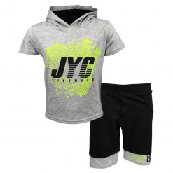 Σετ κοντομάνικη μπλούζα γκρι με φόρμα σορτσάκι μαύρο "JYC"
