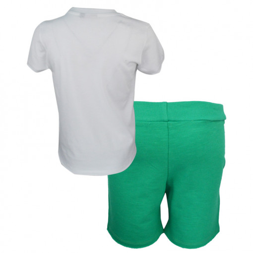 Σετ κοντομάνικη μπλούζα λευκή και βερμούδα πράσινη "Take It Easy" πίσω μέρος