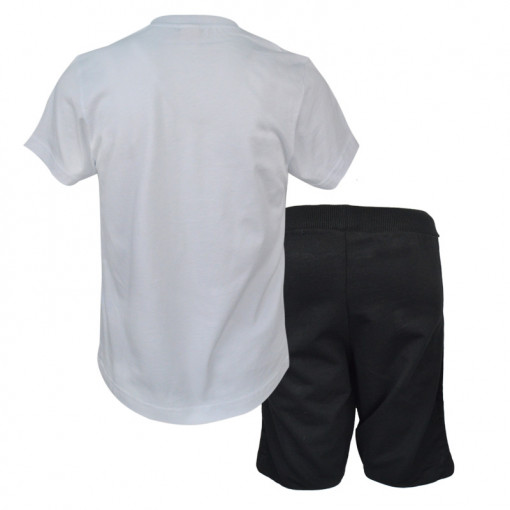 Σετ κοντομάνικη μπλούζα λευκή με βερμούδα μαύρη "Off Road" πίσω μέρος