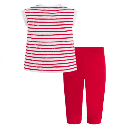 Σετ λευκή μακρυμάνικη μπλούζα με κόκκινο παντελόνι "Style" πίσω μέρος
