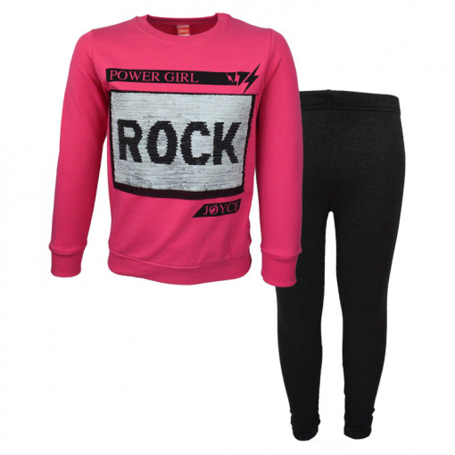 Σετ μακρυμάνικη μπλούζα ροζ με κολάν γκρι "Rock"