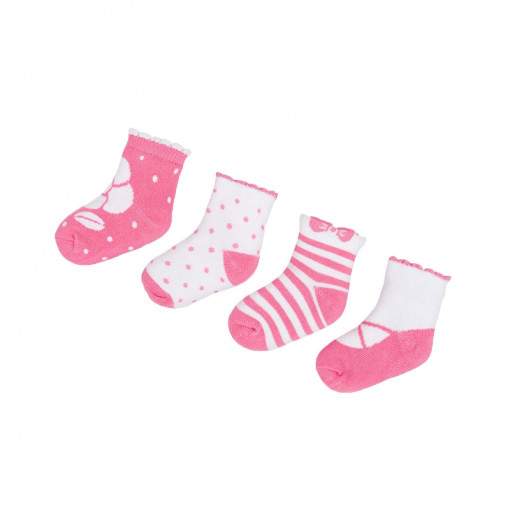 Σετ τέσσερα ζευγάρια κάλτσες ριγέ ροζ "Φιόγκος"