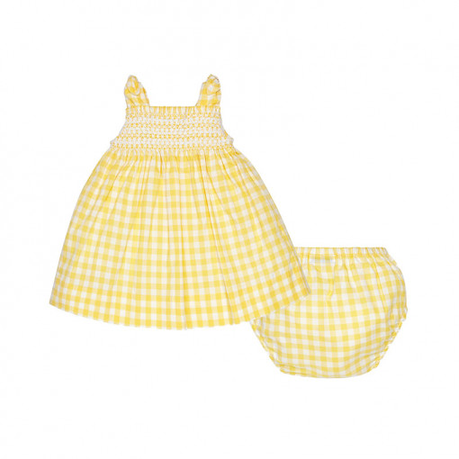 Φόρεμα με τσέπες και βρακάκι κίτρινο πίσω μέρος